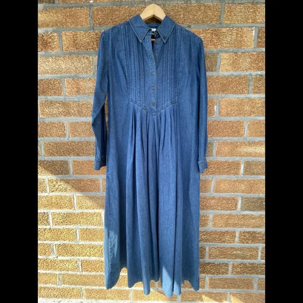 Laura Ashley vintage denim maxi dress 6